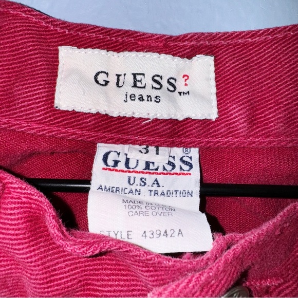Guess Vintage Red Jean Shorts Size 31/27” - Picture 7 of 7